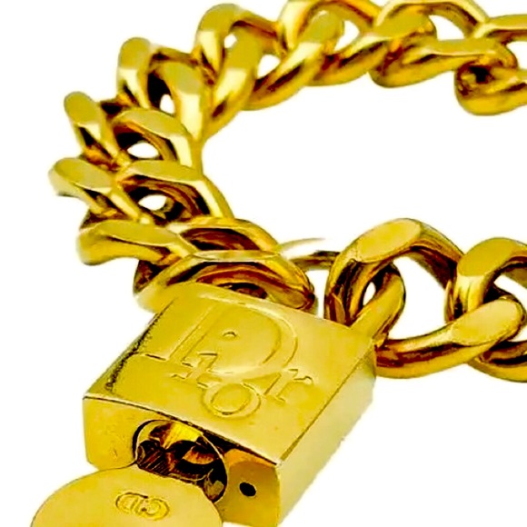 Christian Dior By John Galliano Vintage Runway Chain Link Logo Padlock Bracelet - Picture 13 of 16